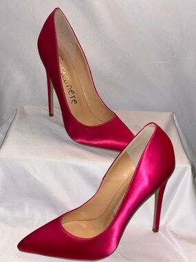 Castamere Hot Pink Satin Pointed Toe Stiletto Pumps High Heels Brand New